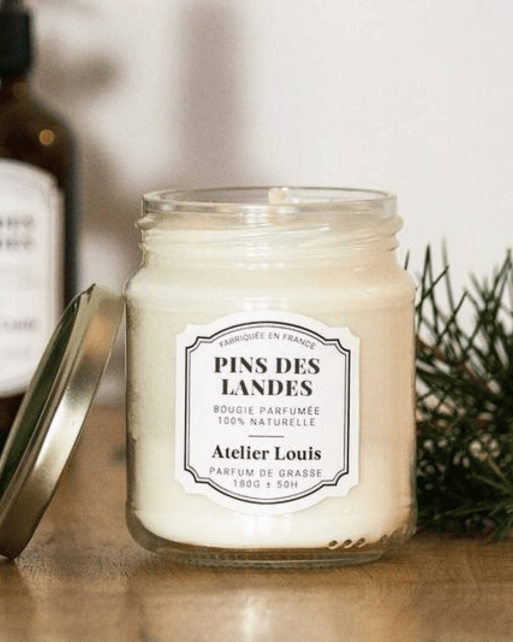 Bougie naturelle parfumée pin des landes - atelier louis