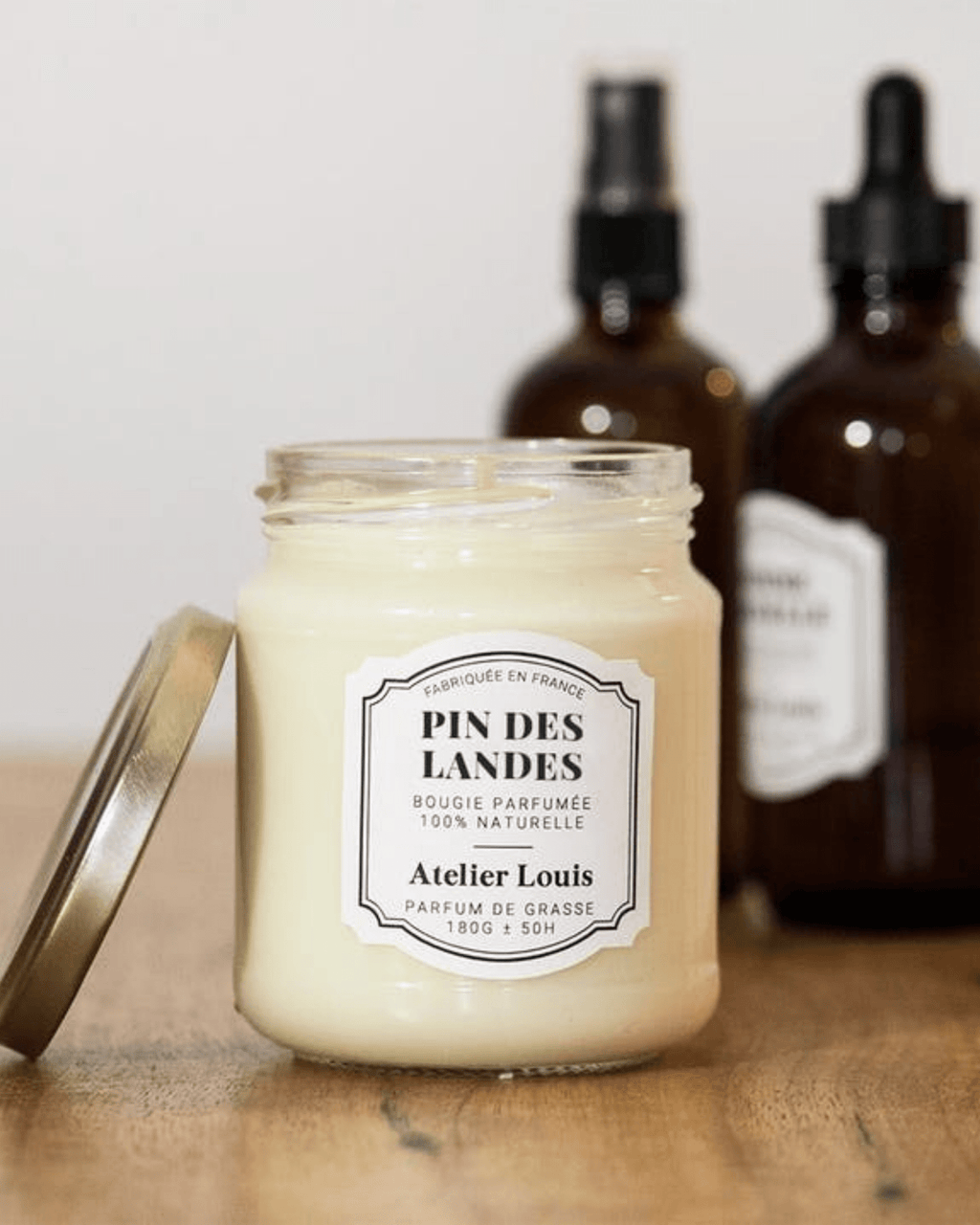 Bougie naturelle parfumée pin des landes - atelier louis