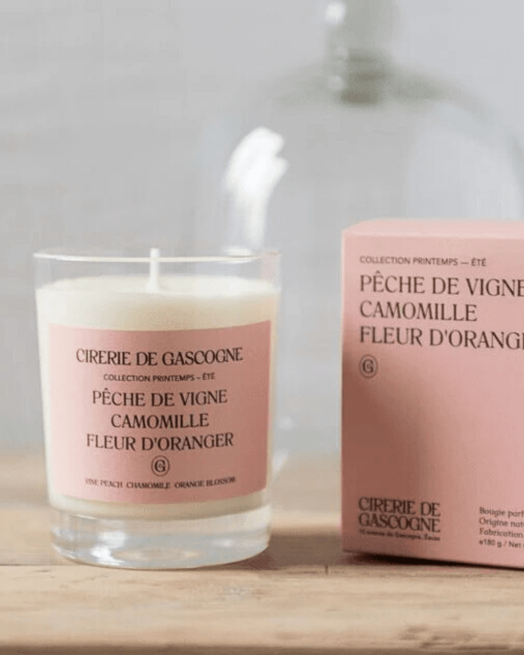 Bougie naturelle pêche camomille fleur d’oranger - cirererie de gascogne