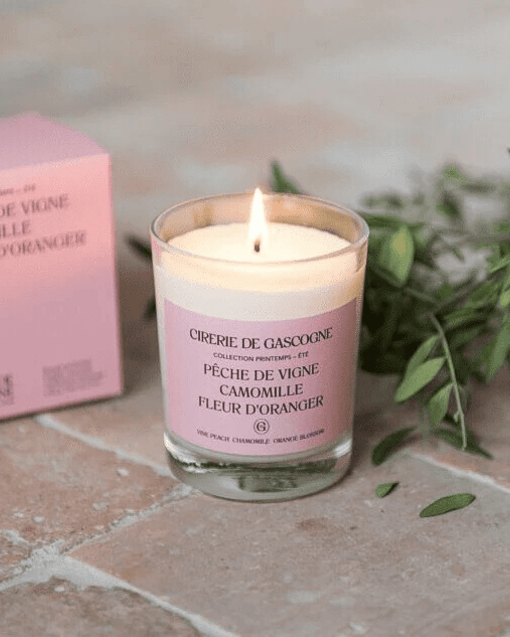 Bougie naturelle pêche camomille fleur d’oranger - cirererie de gascogne