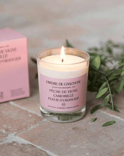 Bougie naturelle Pêche Camomille Fleur d’Oranger - Cirererie de Gascogne - Lili Margaret