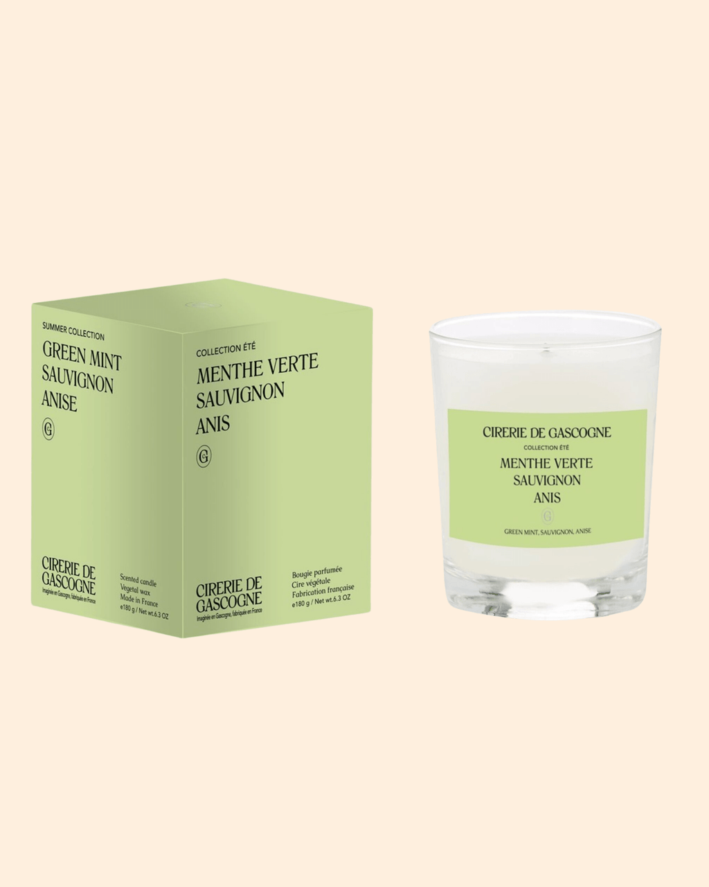 Bougie naturelle parfumée menthe sauvignon anis - cirererie de gascogne