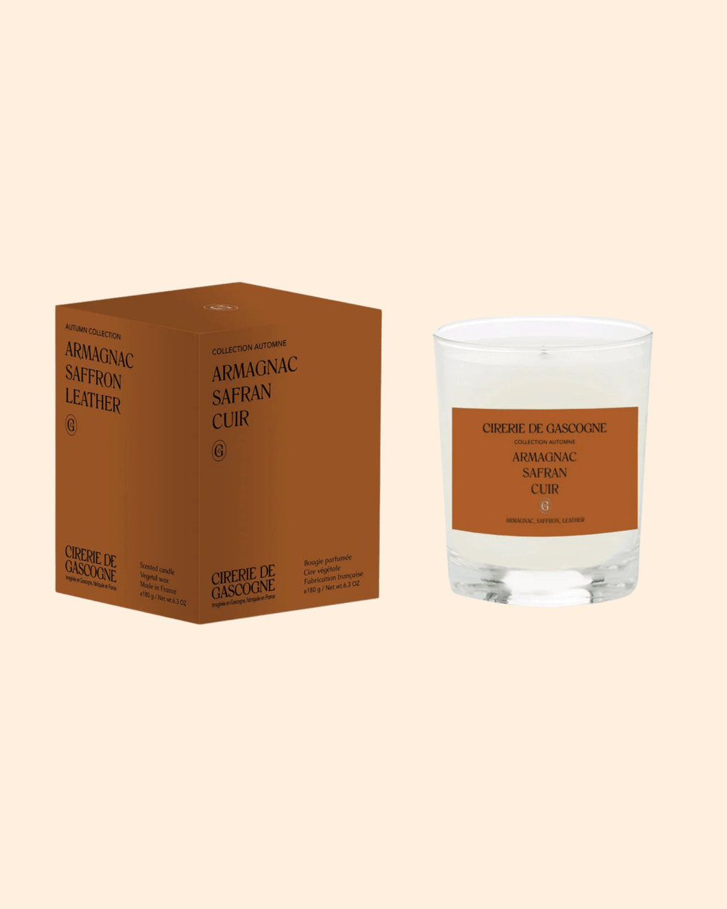 Bougie parfumée naturelle armagnac safran cuir - cirererie de gascogne