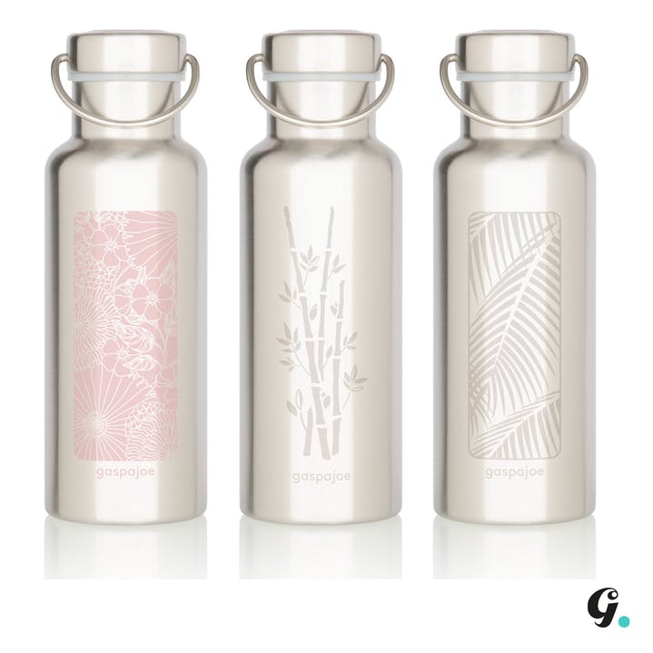 Bouteille inox isotherme thème "végétal" rose - gaspajoe
