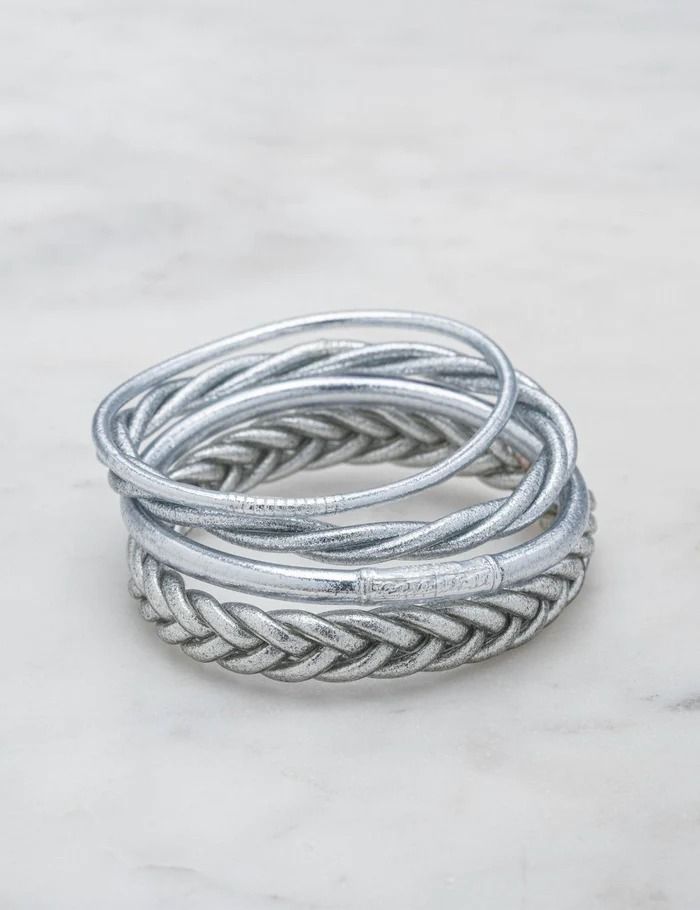 Bracelets bouddhistes lot de 4 argenté - ikita paris