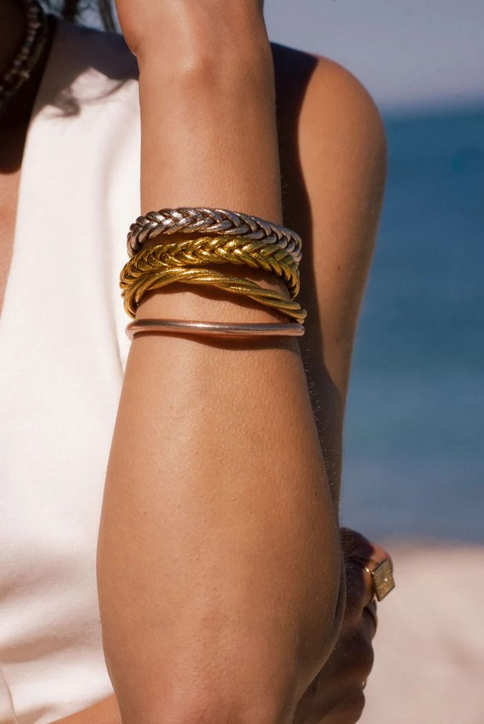 Bracelets bouddhistes lot de 4 champagne - ikita paris