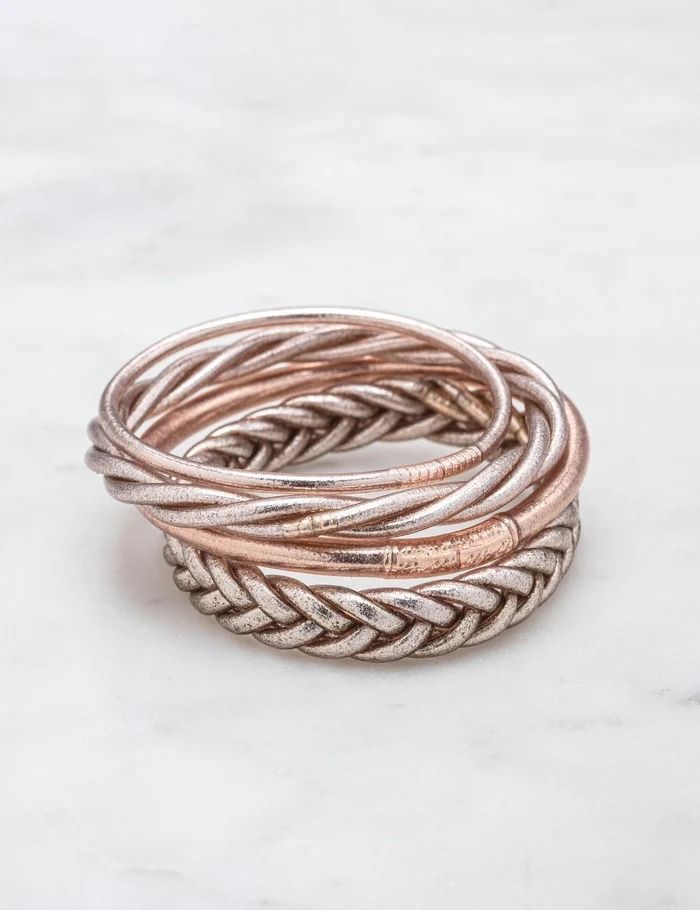 Bracelets bouddhistes lot de 4 champagne - ikita paris