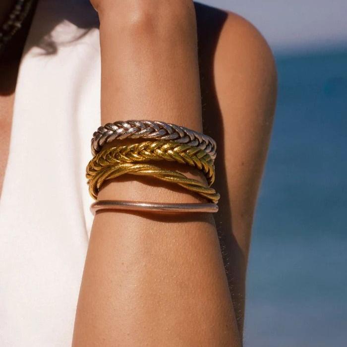 Bracelets bouddhistes lot de 4 doré - ikita paris
