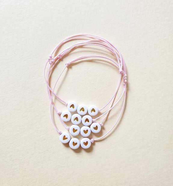 Bracelet cordon enfant cœurs dorés - mini galaxie