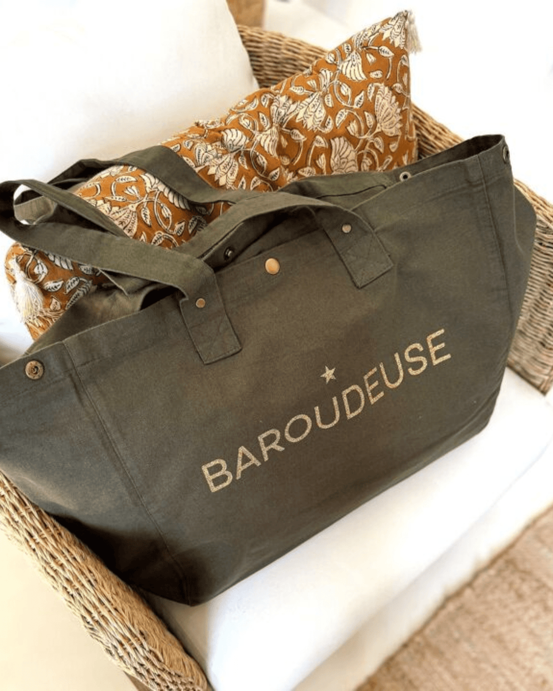 Cabas femme en toile vert forêt &quot; Baroudeuse &quot; - marcel et lily - Lili Margaret