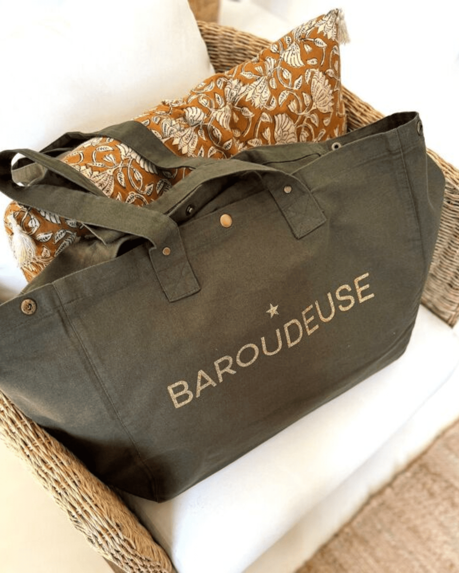 Cabas femme en toile vert forêt &quot; Baroudeuse &quot; - marcel et lily - Lili Margaret