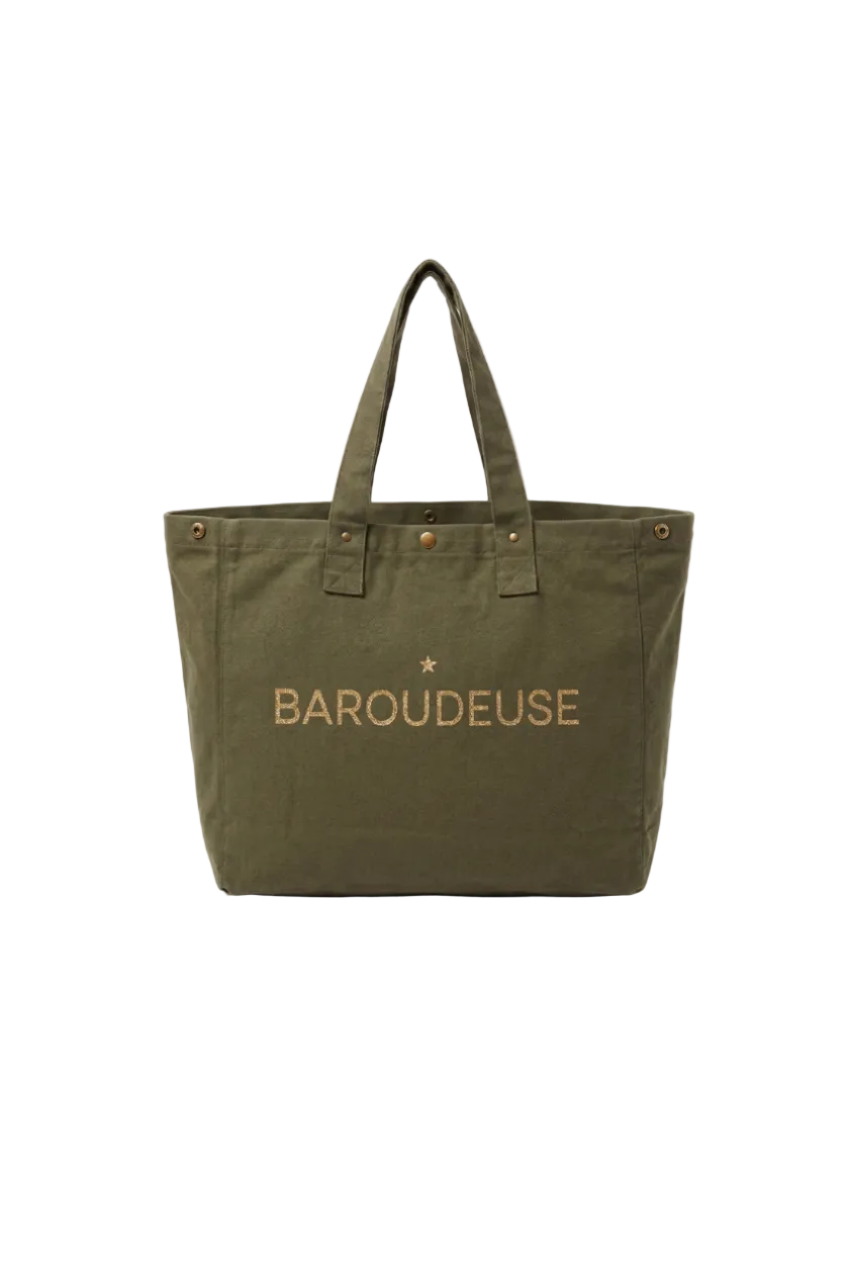 Cabas femme en toile vert forêt " Baroudeuse "