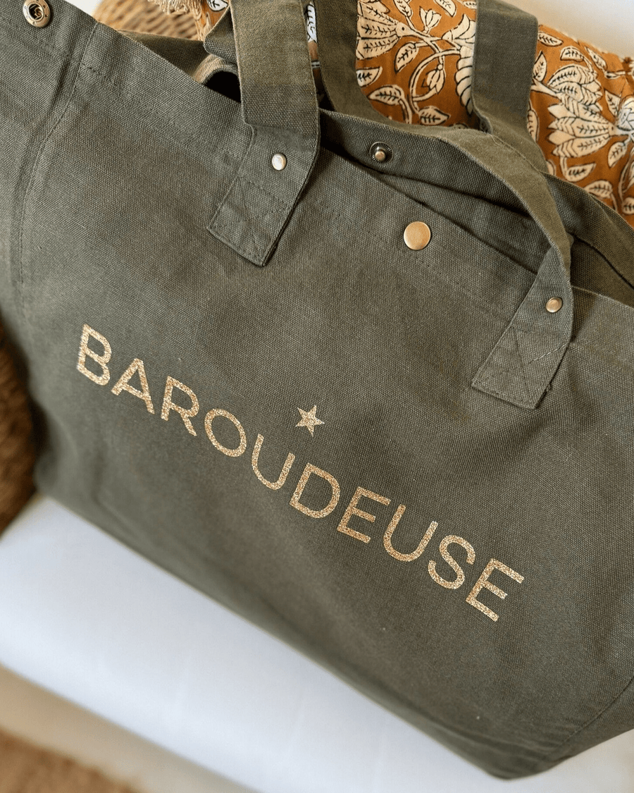 Cabas femme en toile vert forêt " Baroudeuse "