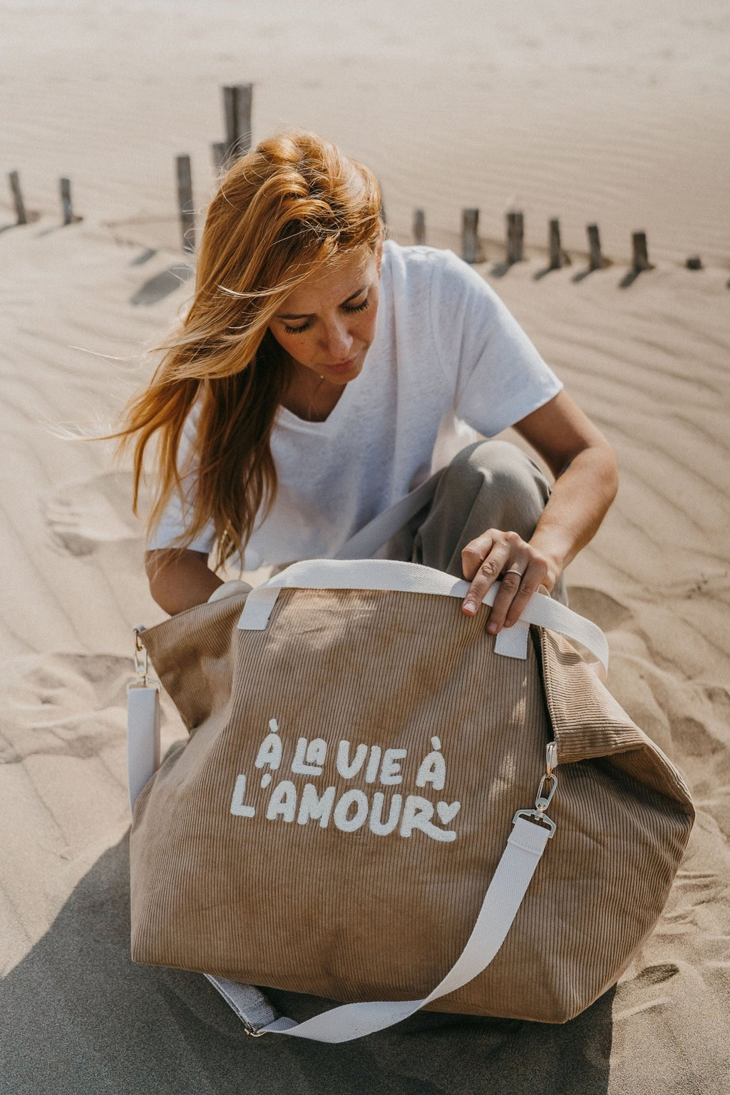 Cabas xl en velours a la vie à l'amor - zakuw