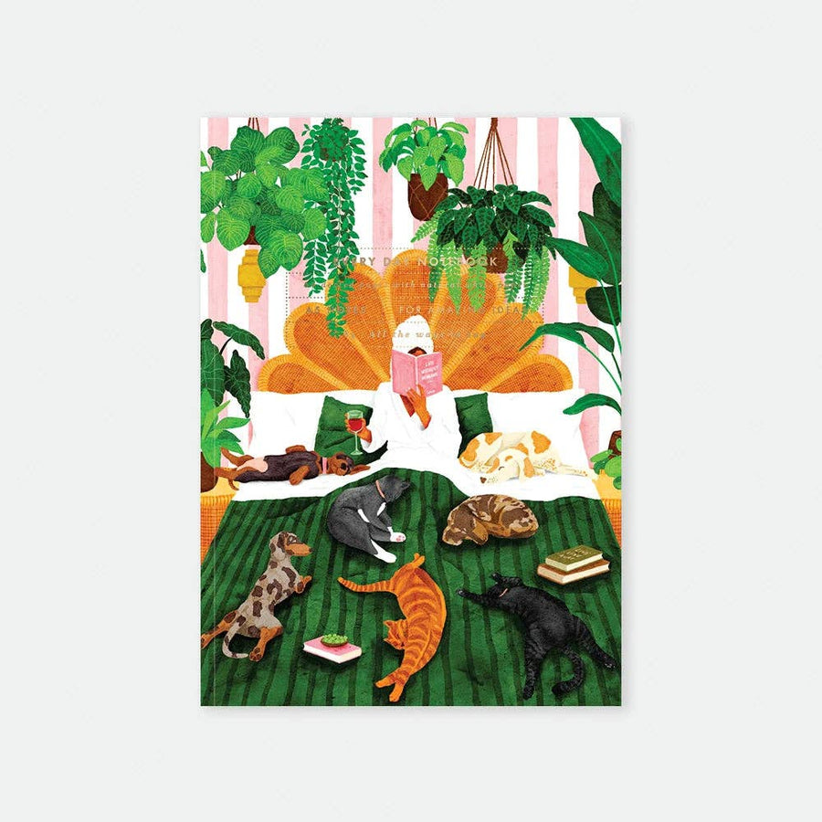 Cahier A5 illustré animaux et plantes vertes