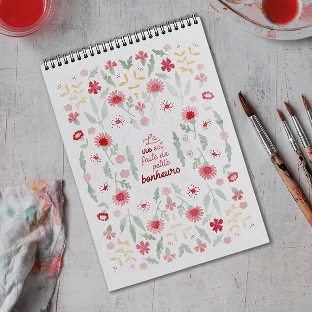 Carnet de coloriage A4 Petits Bonheurs - Illustrations fleuries