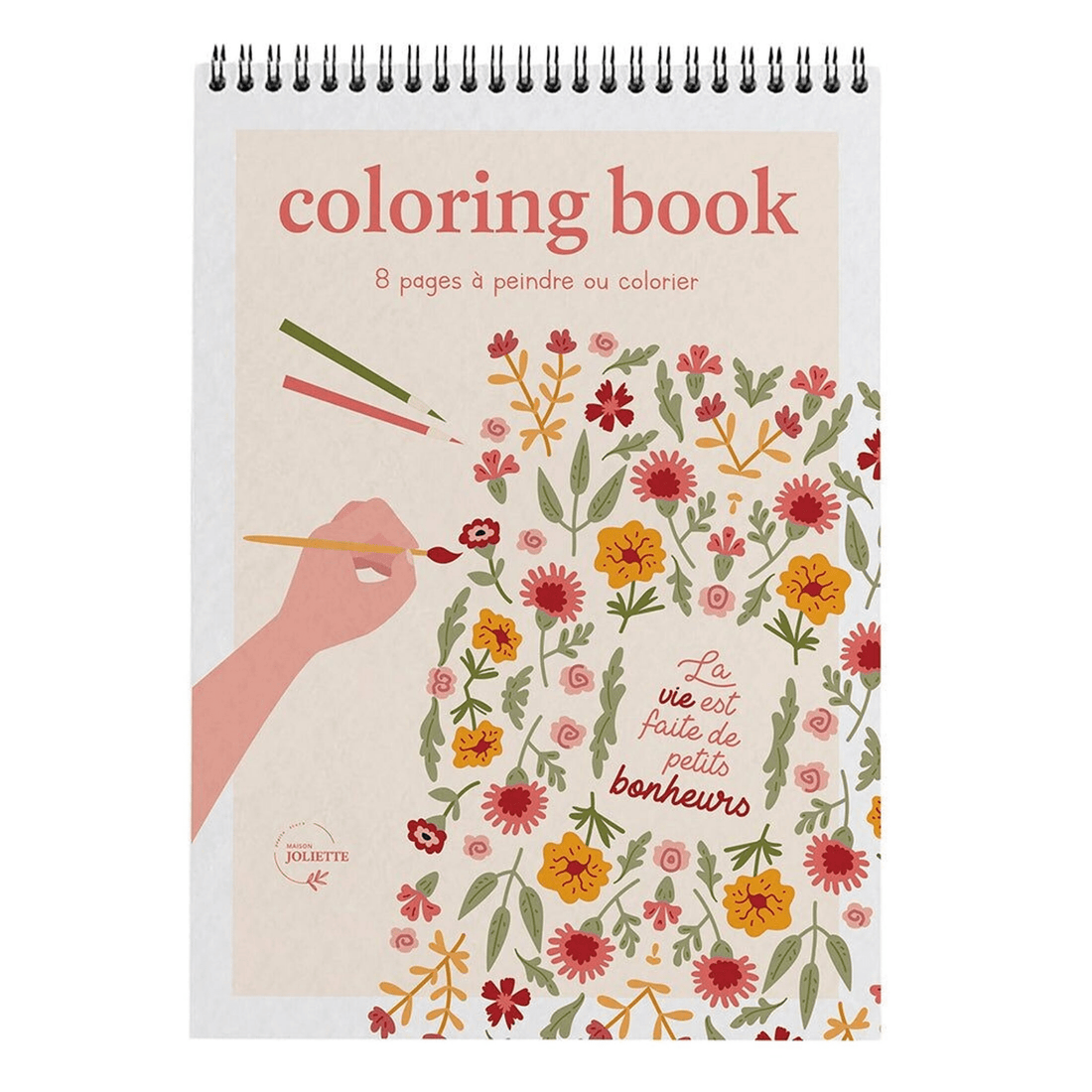 Carnet de coloriage A4 Petits Bonheurs - Illustrations fleuries - Lili Margaret