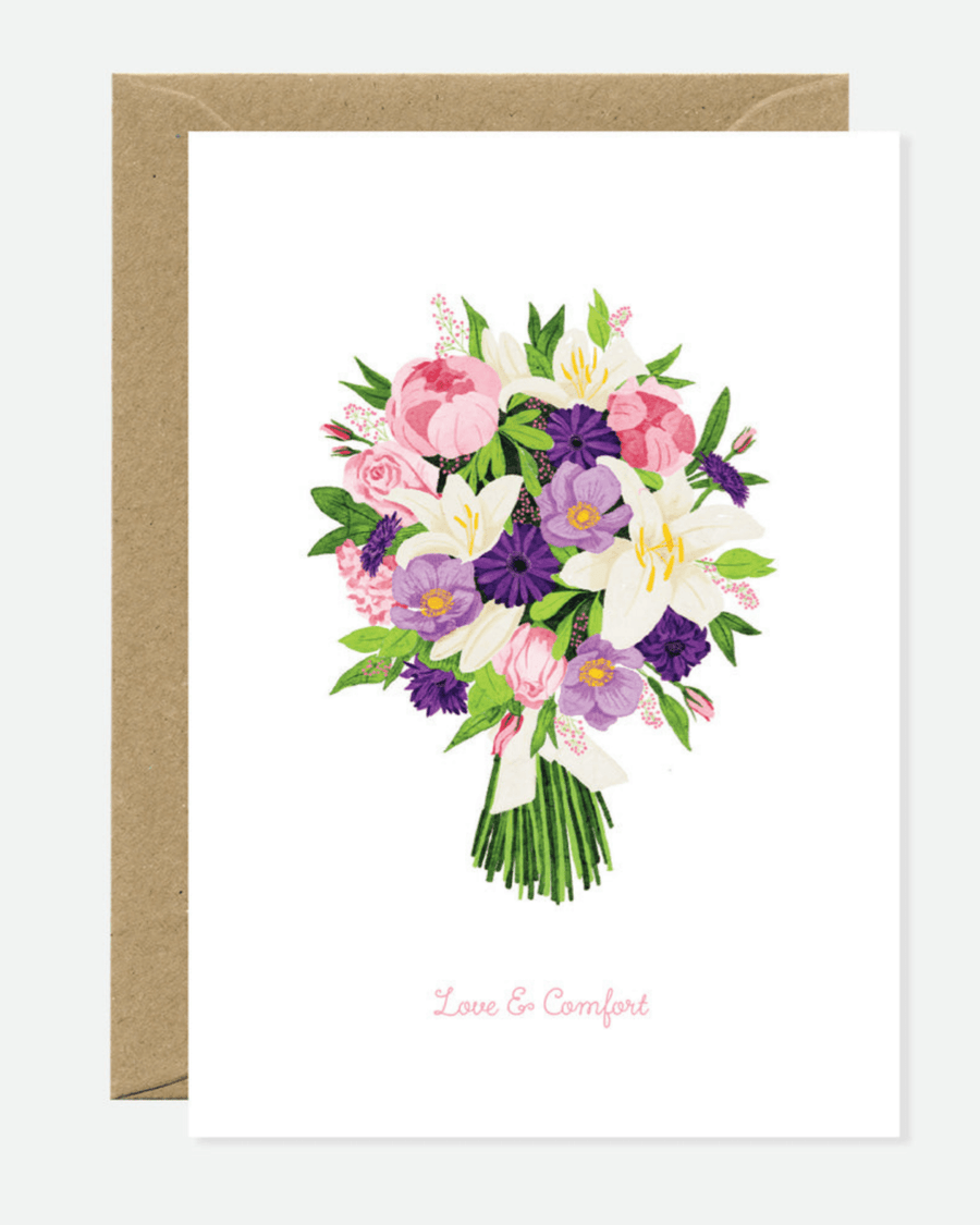 Carte de vœux bouquet de fleurs Love