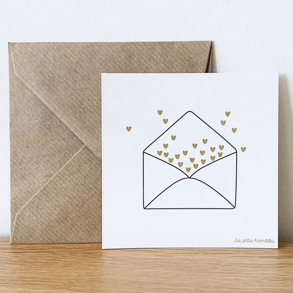 Carte & enveloppe "petits cœurs" - les petites hirondelles