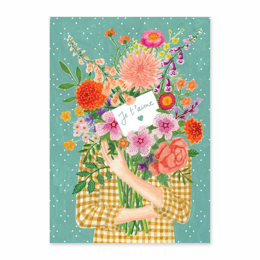 Carte Je t'aime avec des fleurs