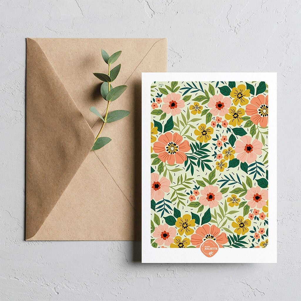Carte postale florale– maison joliette