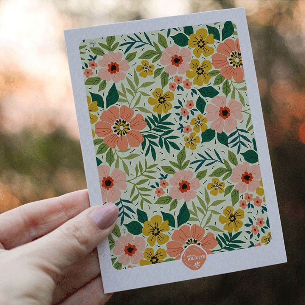 Carte postale florale– maison joliette