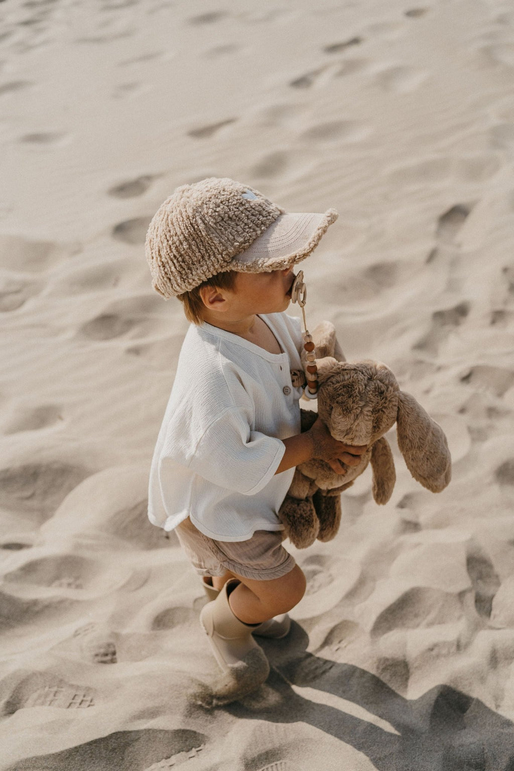 Casquette enfant Love beige - polaire effet bouclette Zakuw