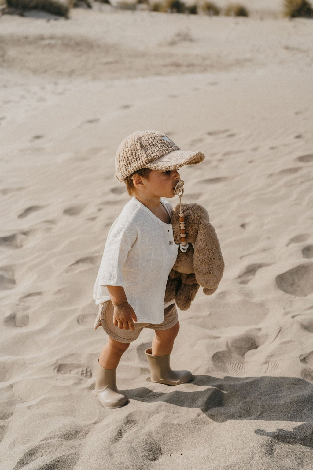 Casquette enfant Love beige - polaire effet bouclette Zakuw