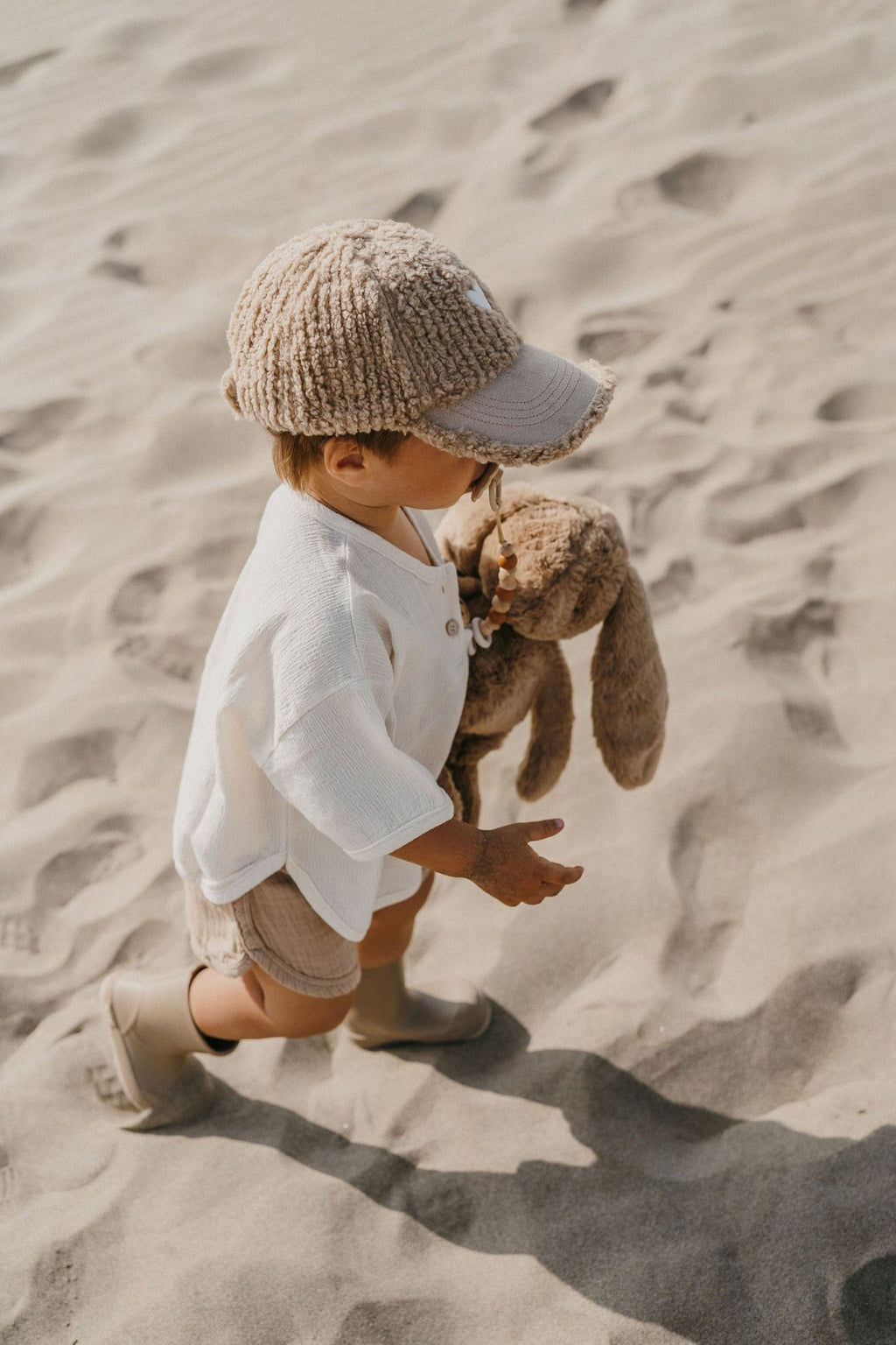Casquette enfant Love beige - polaire effet bouclette Zakuw