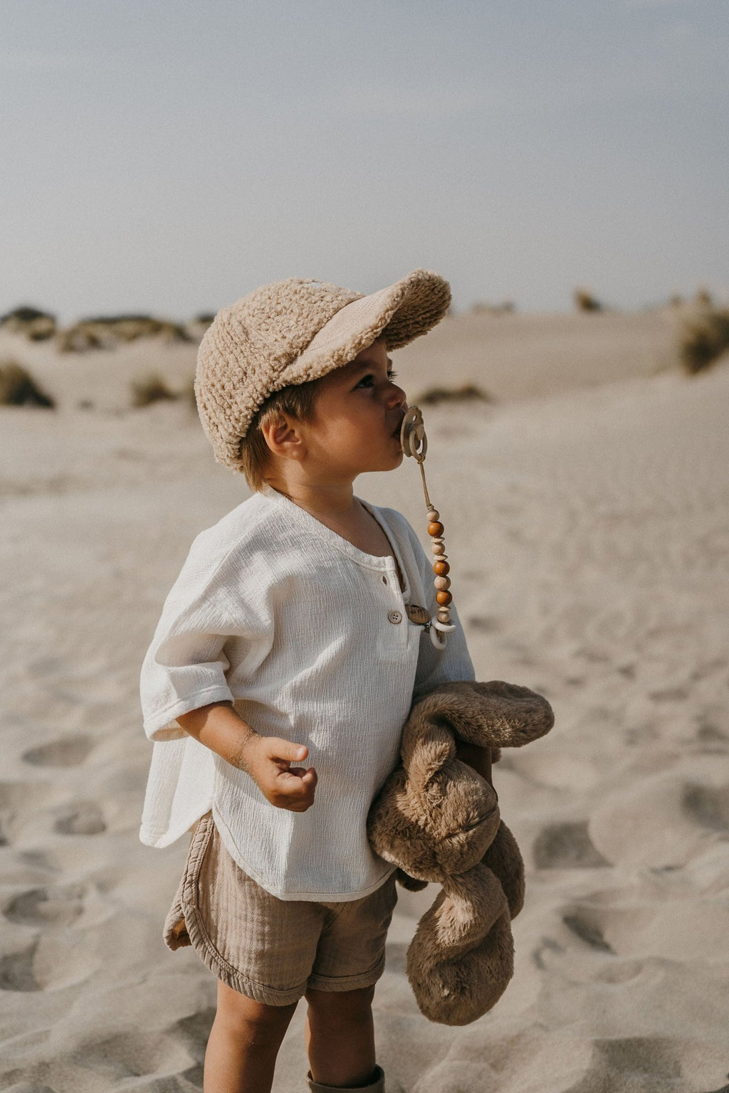 Casquette enfant Love beige - polaire effet bouclette Zakuw