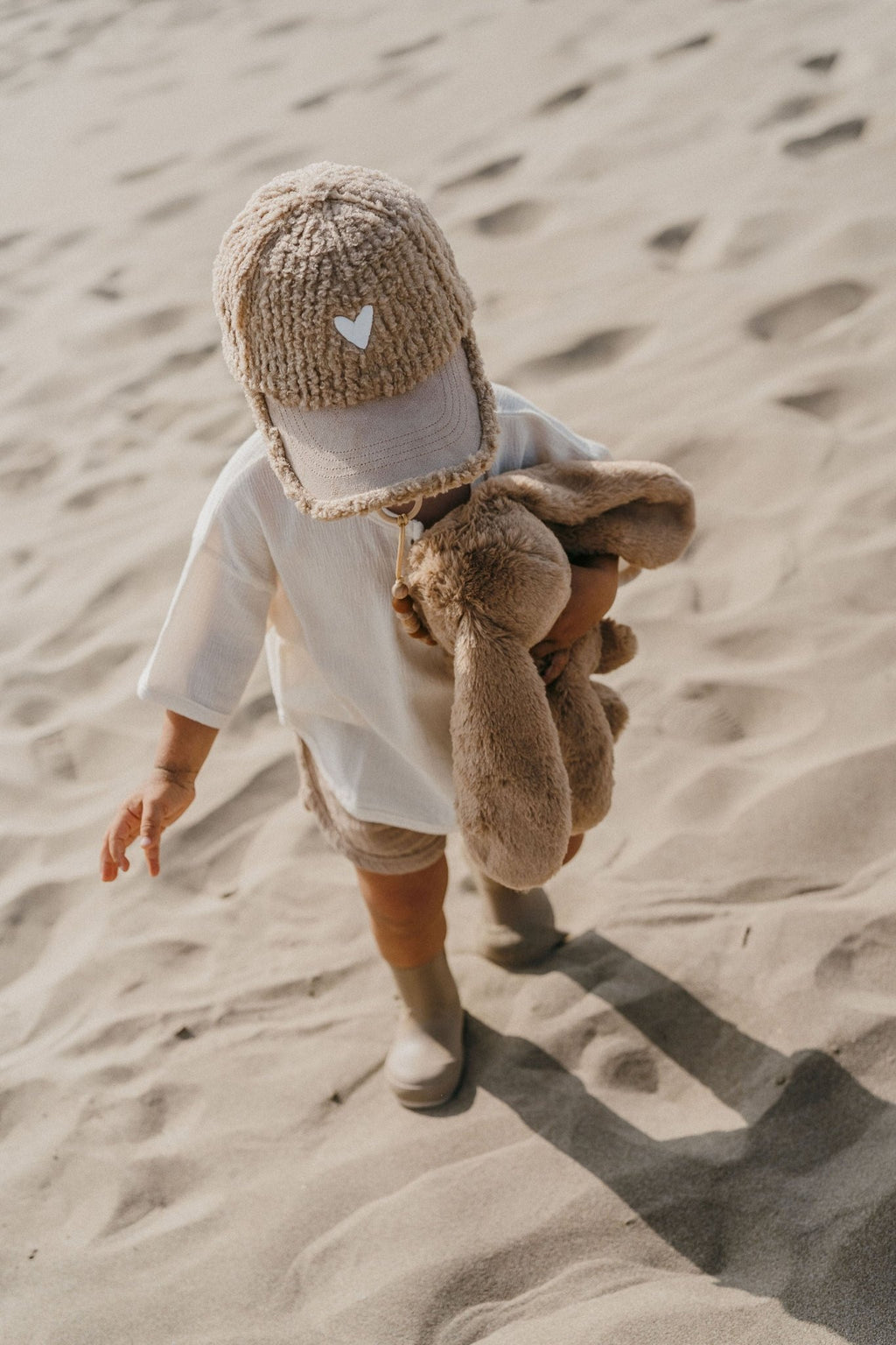 Casquette enfant Love beige - polaire effet bouclette Zakuw