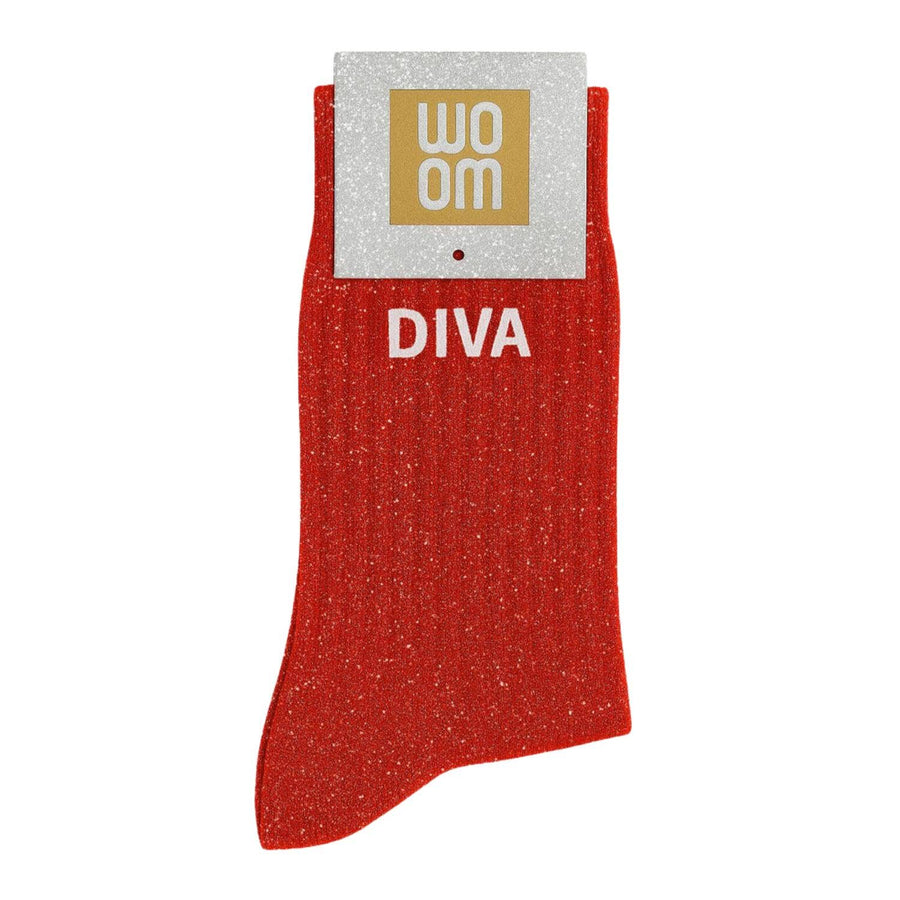 Chaussettes à message "Diva" - Rouge