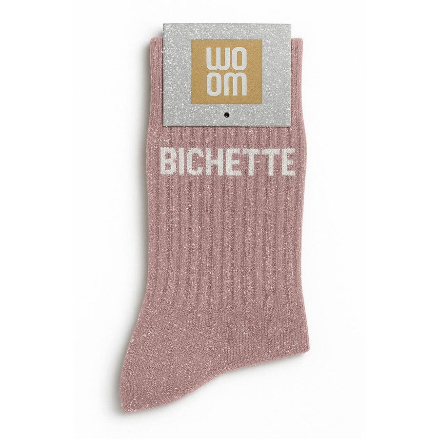 Chaussettes à paillettes "Bichette" - Rose gold