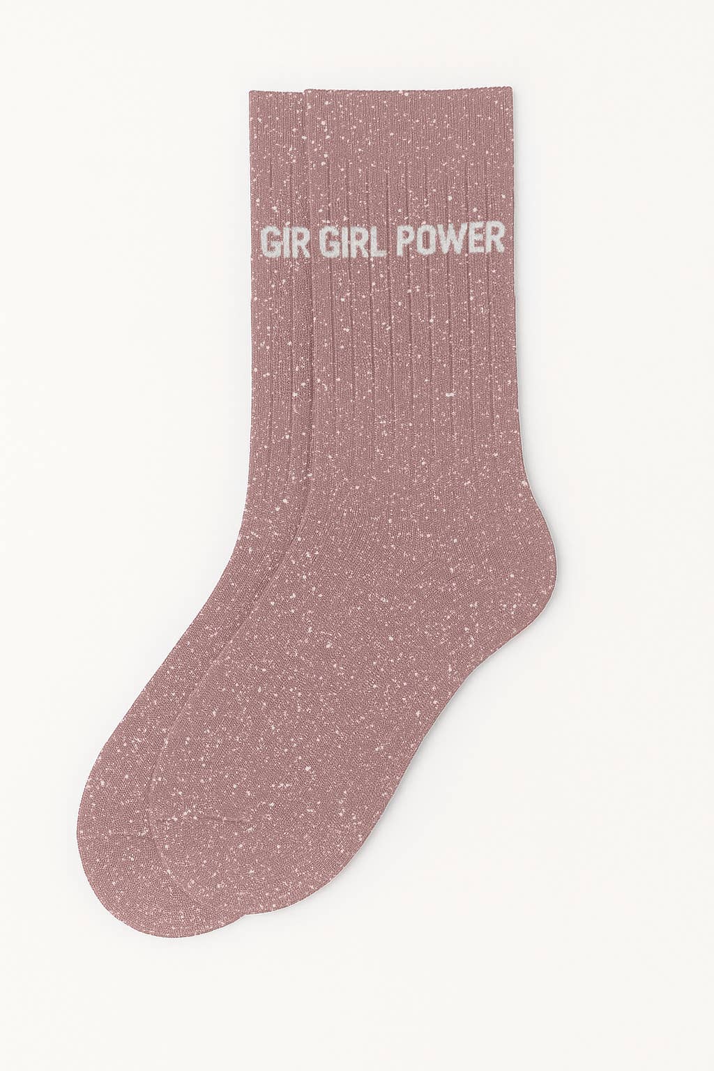 Chaussettes à paillettes "Girl Power" - Rose gold