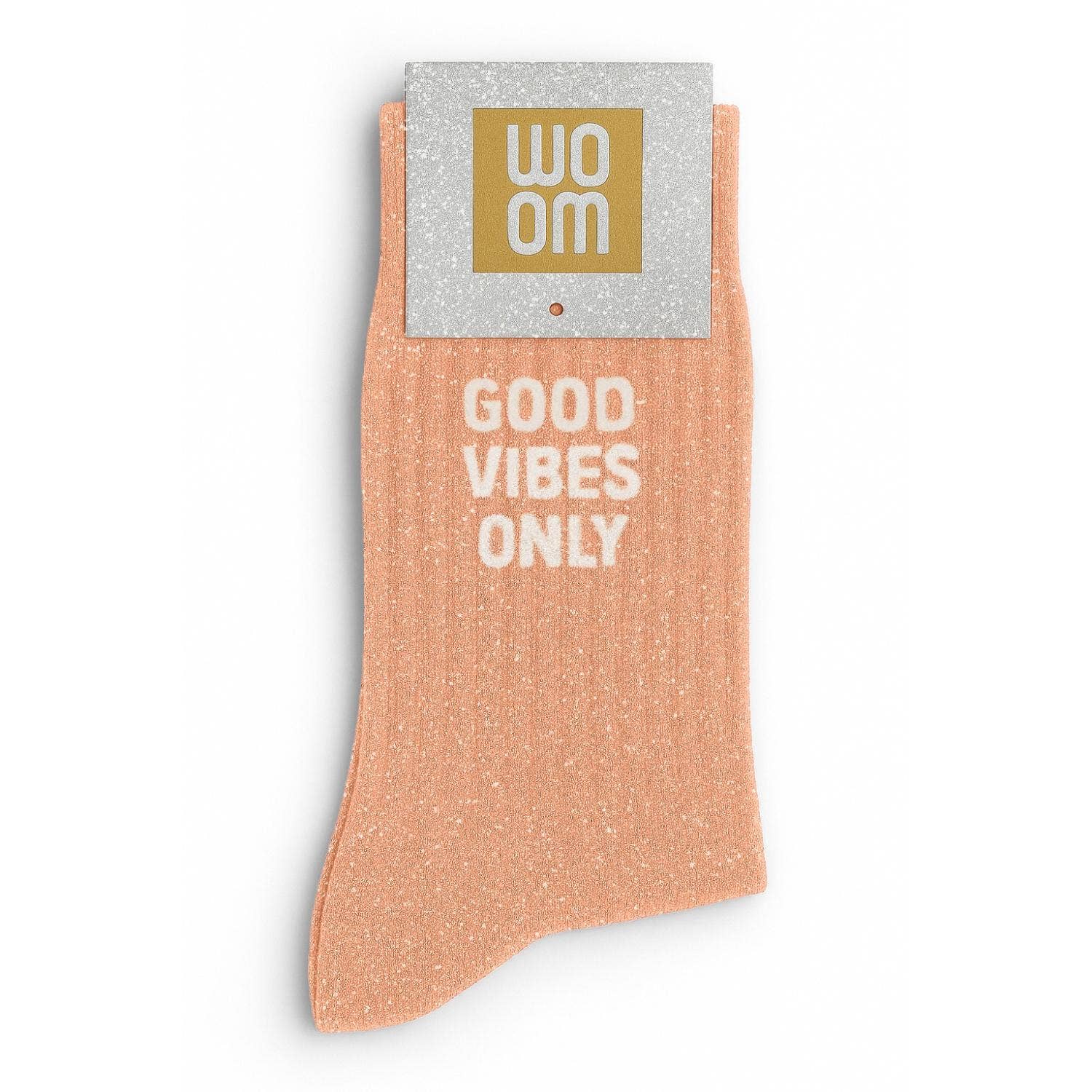 Chaussettes à paillettes "Good Vibes Only" - Peach
