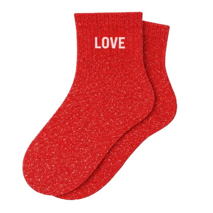Chaussettes à paillettes "Love" - Rouge
