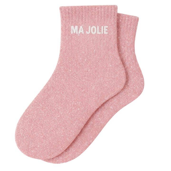 Chaussettes à paillettes "Ma Jolie" - Rose