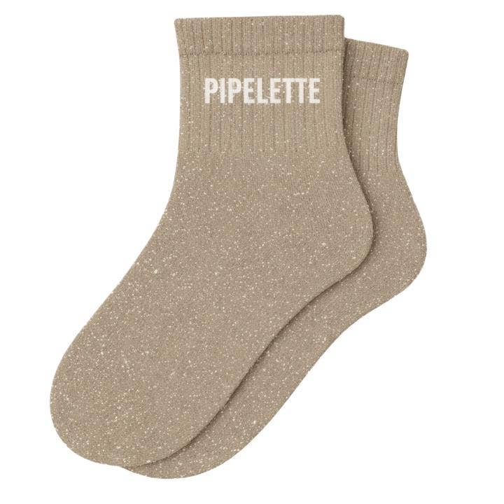 Chaussettes à paillettes "Pipelette" - Beige