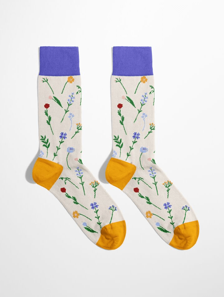 Chaussettes fantaisie homme motif fleurie en coton