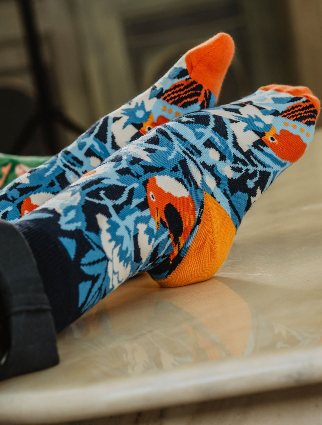 Chaussettes homme colorées motif oiseaux