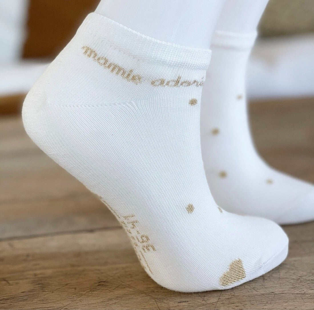 CHAUSSETTES FANTAISIE POUR MAMIE ADORÉE MILK ET OR - Marcel Lily - Lili Margaret