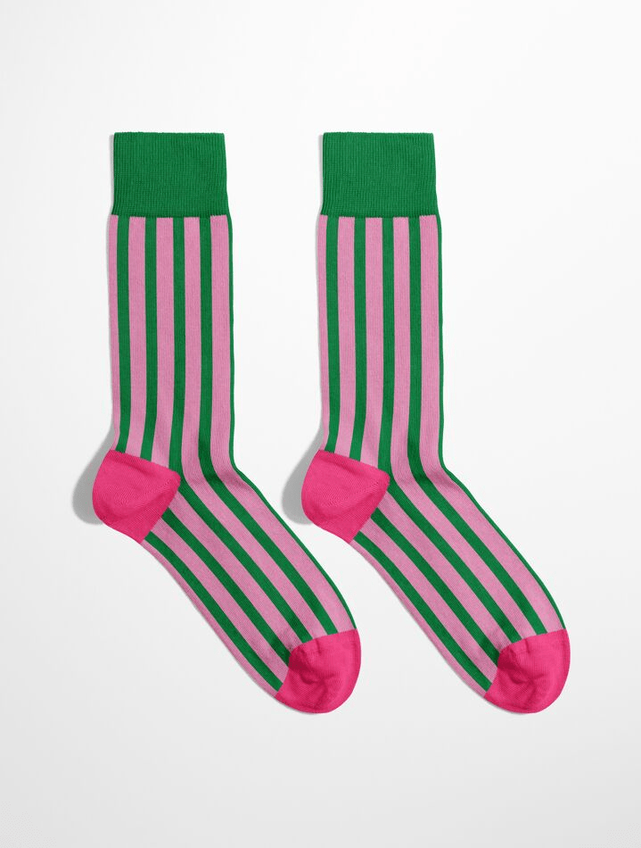 Chaussettes homme tendance à rayures vertes en coton