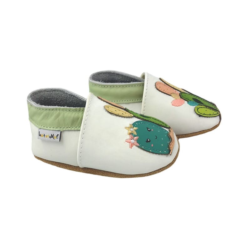 Chaussons enfant cuir souple cactus - lait et miel