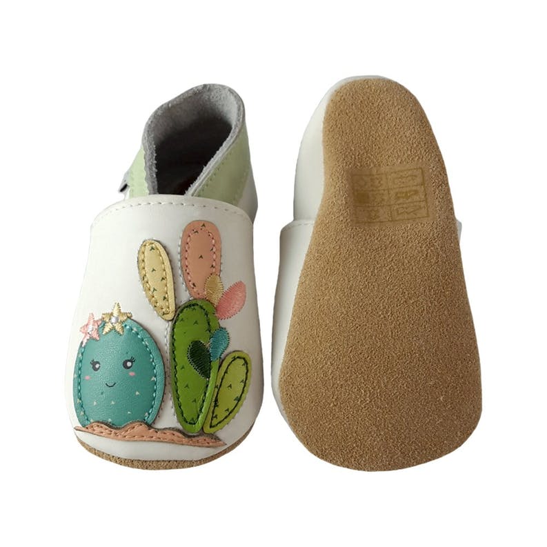 Chaussons enfant cuir souple cactus - lait et miel