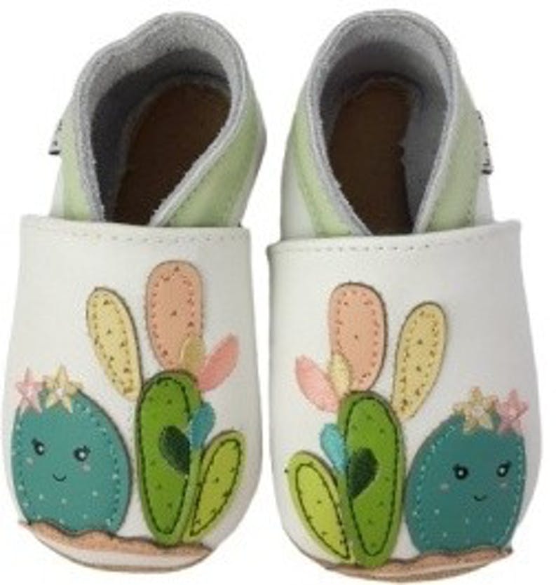 Chaussons enfant cuir souple cactus - lait et miel
