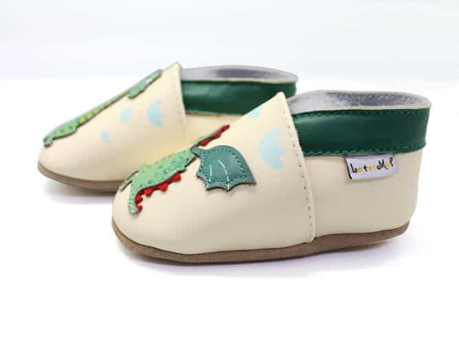 Chaussons enfant cuir souple dragon - lait et miel