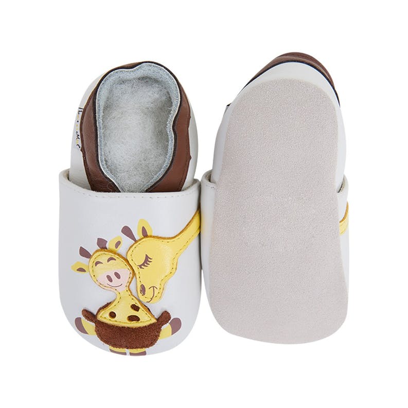 Chaussons enfant cuir souple girafe - lait et miel