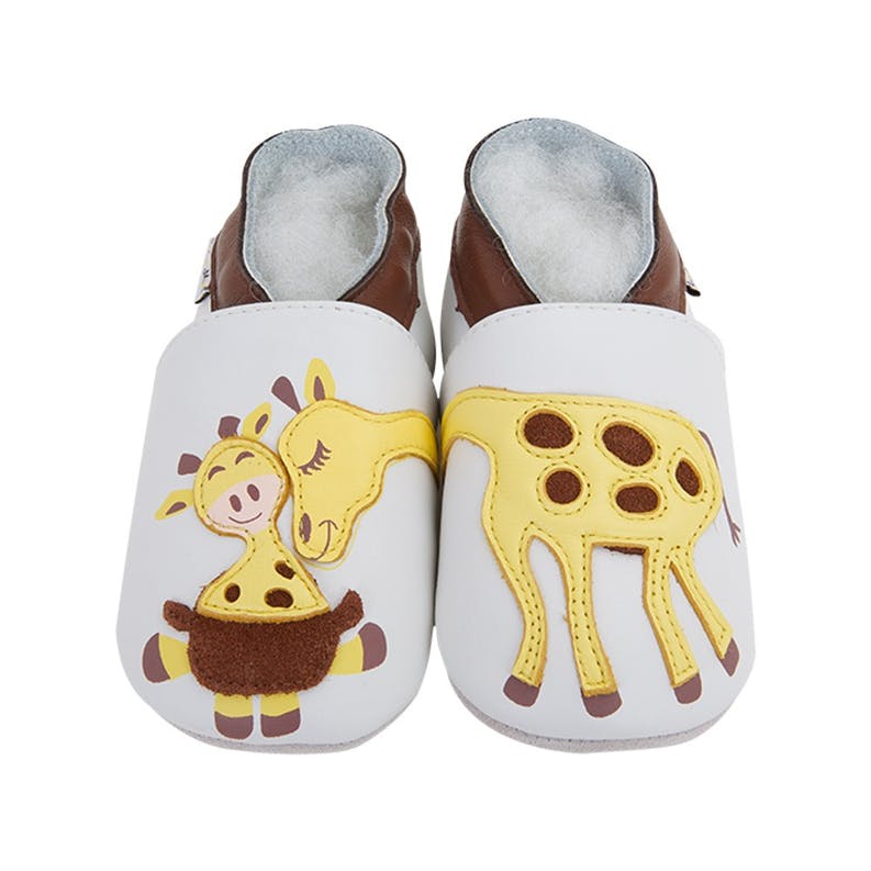 Chaussons enfant cuir souple girafe - lait et miel