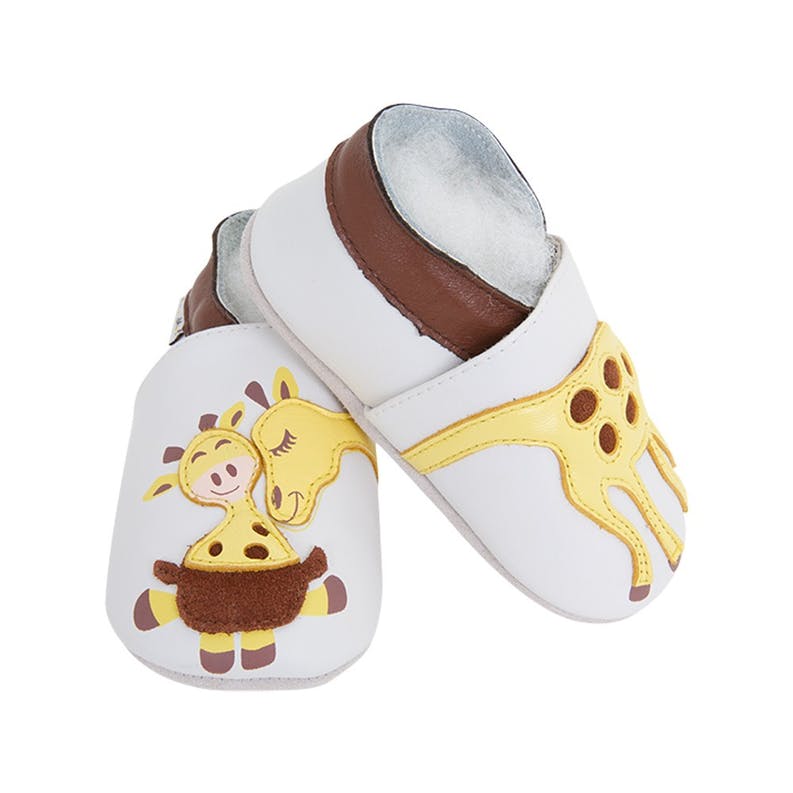 Chaussons enfant cuir souple girafe - lait et miel