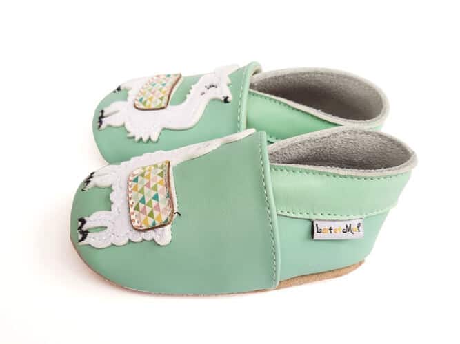 Chaussons enfant cuir souple lamas - lait et miel
